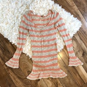 Free People Striped Flare Sweater
